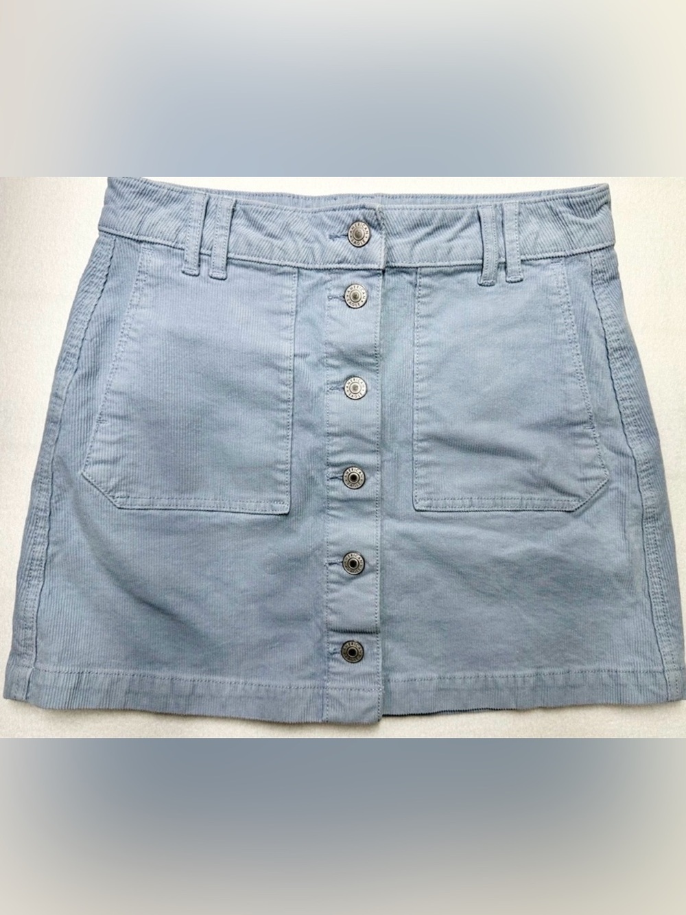American Eagle Button Front Chambray Skirt Women’s 4 • Light Blue Length 17